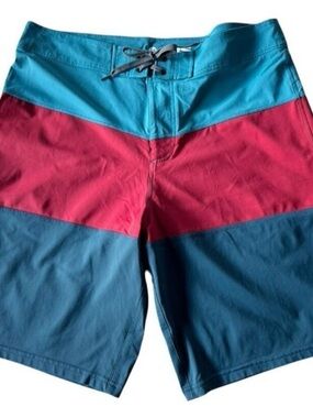 NRS BENNY BOARDSHORT Colorblock Swim Trunks in Teal, Red, Navy size 40 NRS